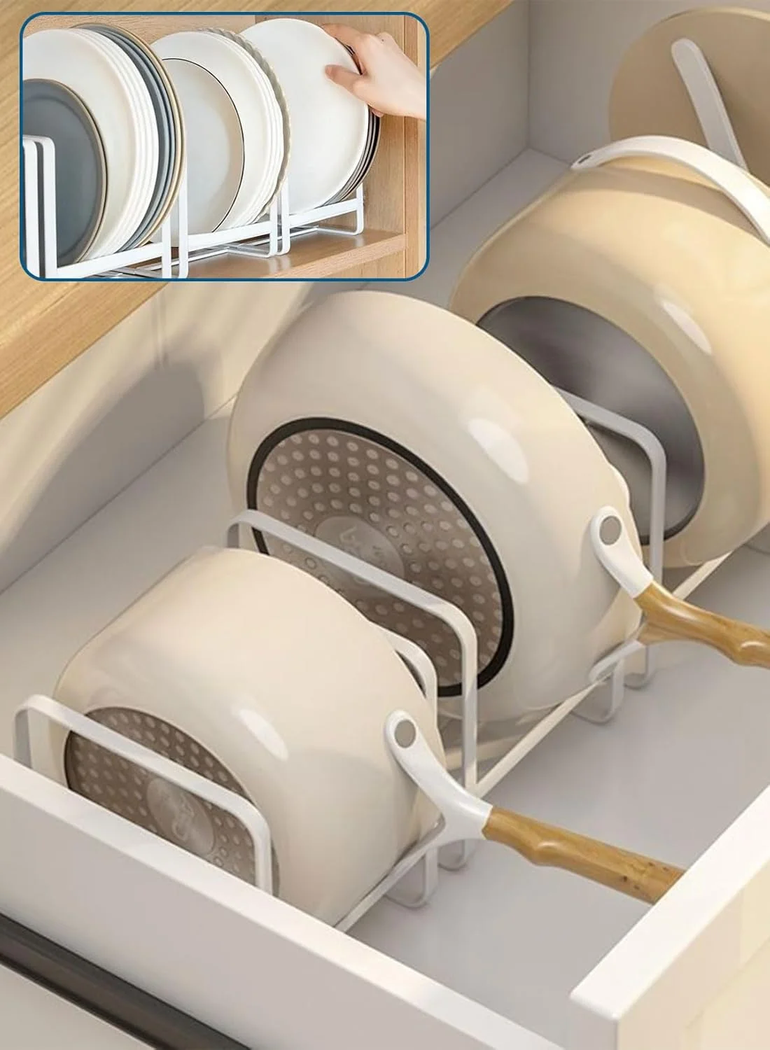 URbazaar نگهدارنده ظروف و بشقاب، سازمان دهنده کابینت آشپزخانه، مناسب برای بشقاب، درب قابلمه، سازمان دهنده روی کابینت آشپزخانه، کابینت آشپزخانه، پیشخوان و کمد، 2 عدد URbazaar نگهدارنده ظروف و بشقاب، سازمان دهنده کابینت آشپزخانه، مناسب برای بشقاب، درب قابلمه، سازمان دهنده روی کابینت آشپزخانه، کابینت آشپزخانه، پیشخوان و کمد، 2 عدد