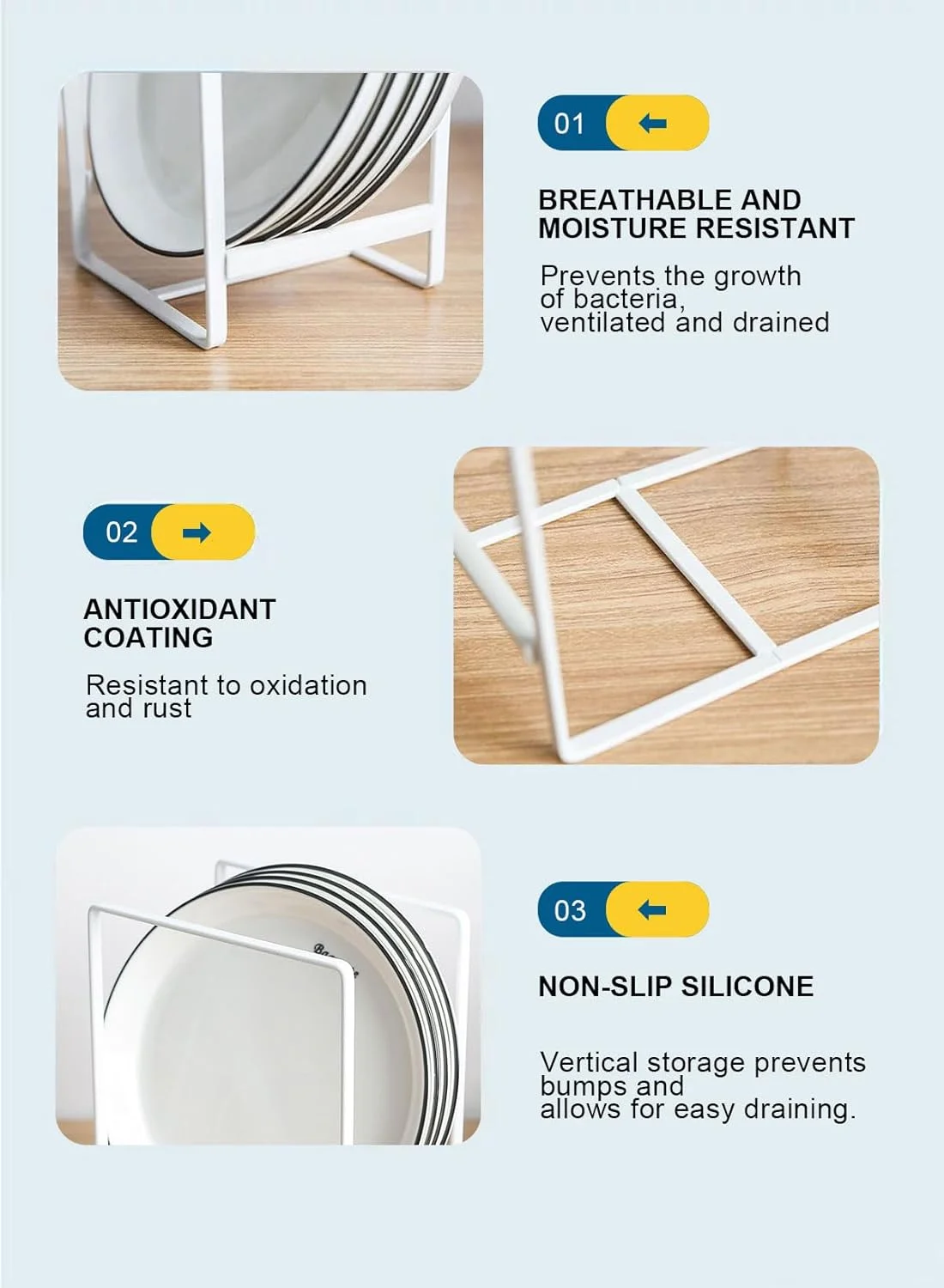 URbazaar نگهدارنده ظروف و بشقاب، سازمان دهنده کابینت آشپزخانه، مناسب برای بشقاب، درب قابلمه، سازمان دهنده روی کابینت آشپزخانه، کابینت آشپزخانه، پیشخوان و کمد، 2 عدد