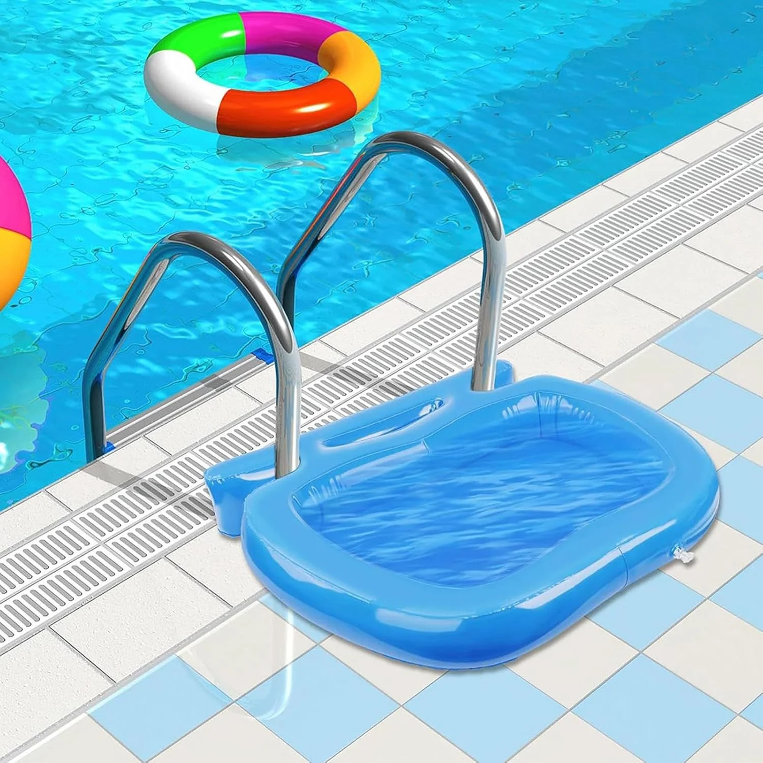 حوضچه آب پا استخر - وان شستشوی پا، حوضچه سبک وزن قابل حمل برای بهداشت اسپا در فضای باز، نردبان پشتی، تمیز کردن و آماده سازی شنا قبل از ورود