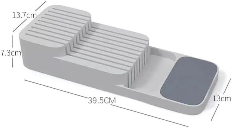 نگهدارنده بلوک چاقوی پلاستیکی URbazaar، قفسه نگهداری چاقوها در کشو، استند چاقو، سینی کابینت، سازمان دهنده کارد و چنگال کشو آشپزخانه، ظرف ظروف غذاخوری (سفید)
