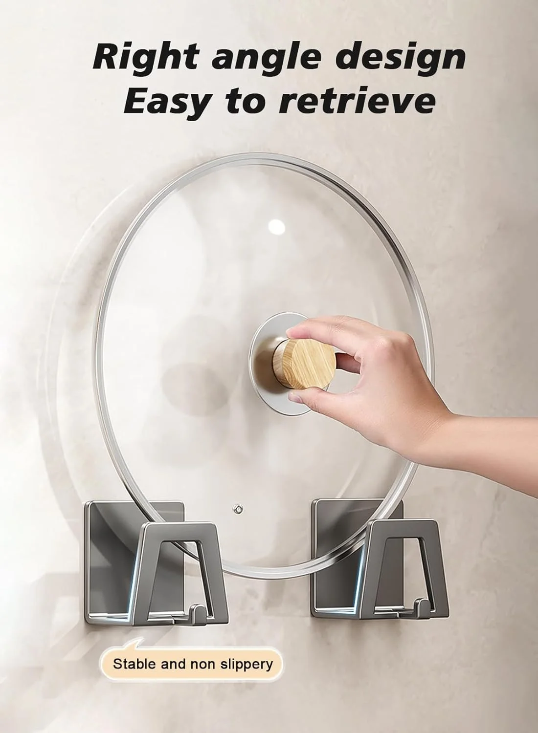 مجموعه 8 عددی نگهدارنده درب قابلمه URbazaar، آویز درب کابینت قابل نصب روی دیوار برای آشپزخانه، نگهدارنده قابل تنظیم درب قابلمه برای دیوار آشپزخانه، قفسه نگهدارنده درب تابه، نگهدارنده اسفنج خود چسب (خاکستری)