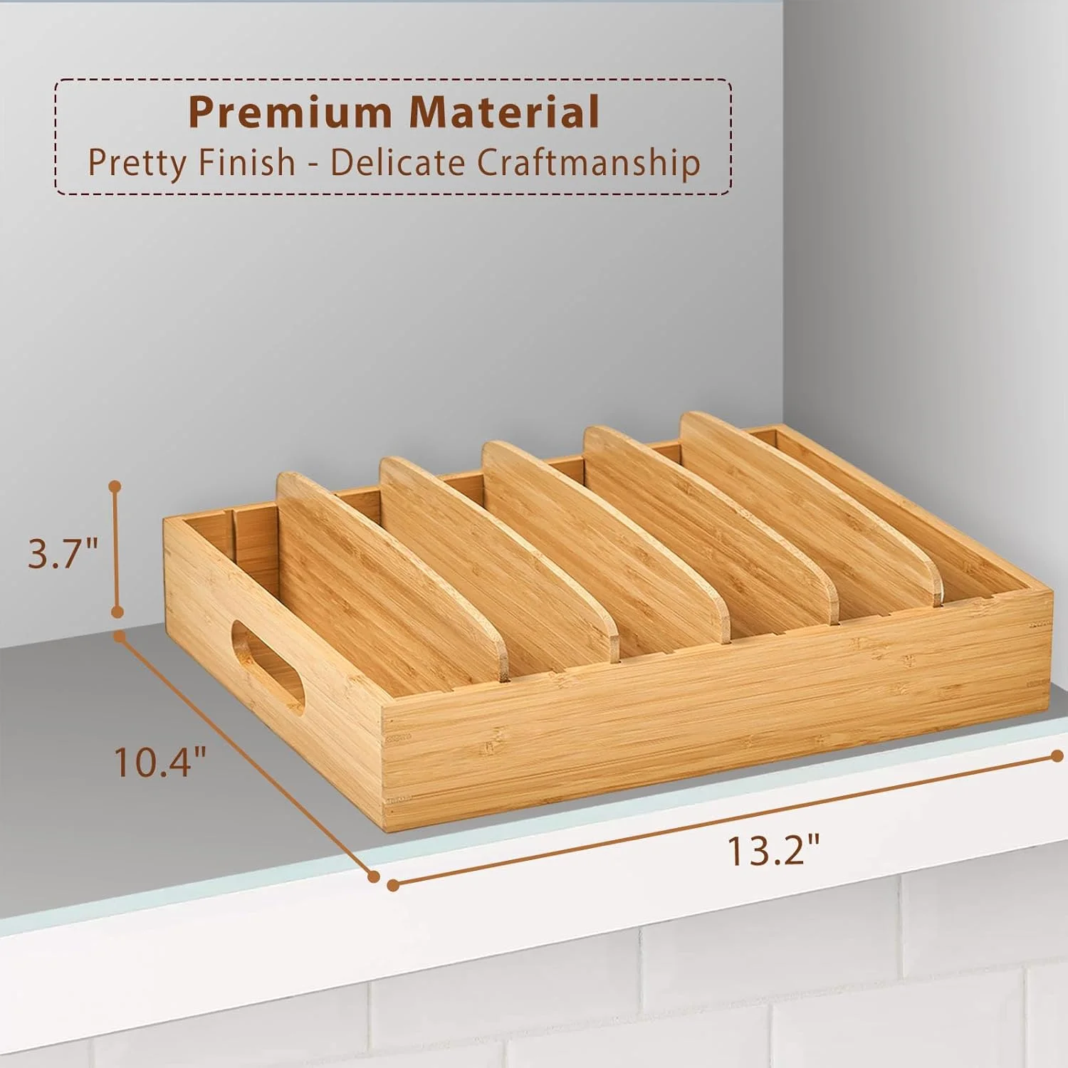 ارگانایزر کابینت آشپزخانه Umilife برای درب ظروف نگهداری مواد غذایی، با جداکننده های قابل تنظیم، ارگانایزر کشو بامبو، جعبه برای نگهداری و نظم دهی آشپزخانه