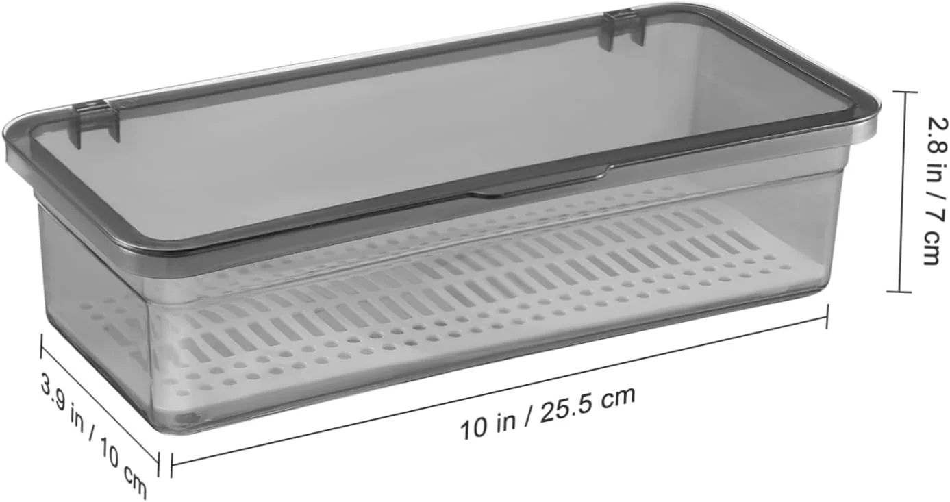 سینی پلاستیکی کارد و چنگال TOPBATHY با درب، ارگانایزر کشو لوازم آشپزخانه و ظروف، محفظه نگهداری رومیزی نقره ای (مشکی)