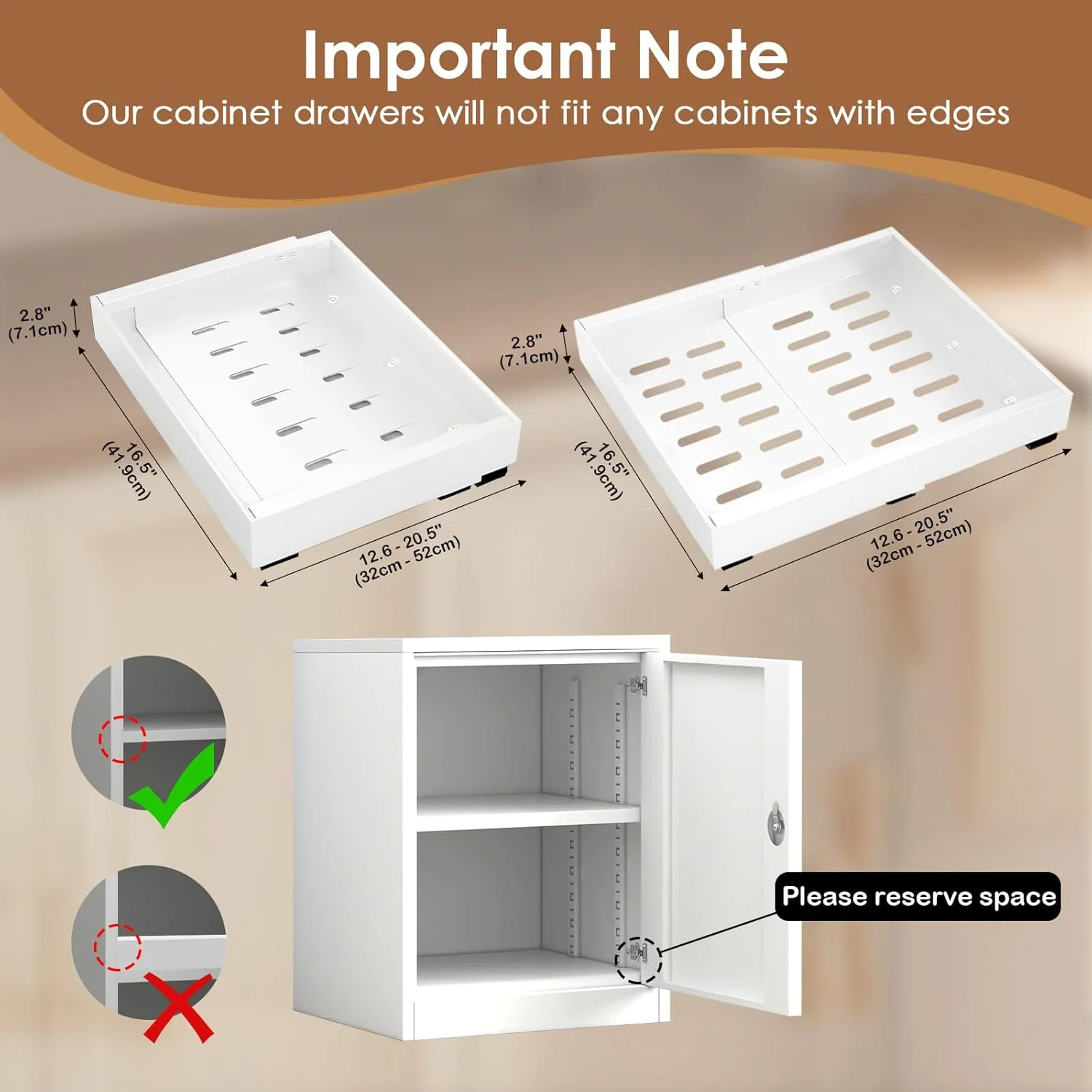 ارگانایزر کابینت کشویی THMINS، بسته 2 عددی، عمق 16 اینچ، قابل گسترش (12.6 تا 20.5 اینچ)، کشوهای کشویی سنگین، مناسب برای نگهداری وسایل آشپزخانه (سفید)