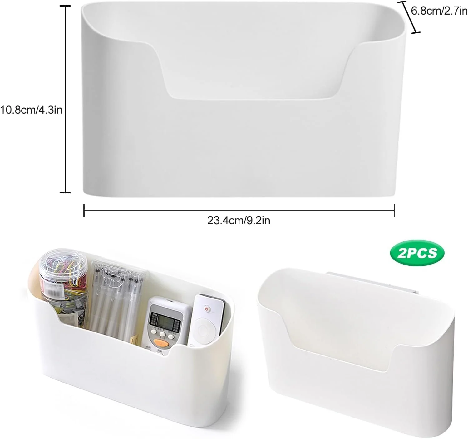 جعبه ذخیره سازی دیواری TERRIFI، 4 عدد سازمان دهنده درب کابینت آشپزخانه، خود چسب، بدون نیاز به سوراخ کاری، 23.4 x 10.8 x 6.8 سانتی متر، ایده آل برای سازماندهی وسایل کوچک در آشپزخانه، حمام، یخچال، سفید