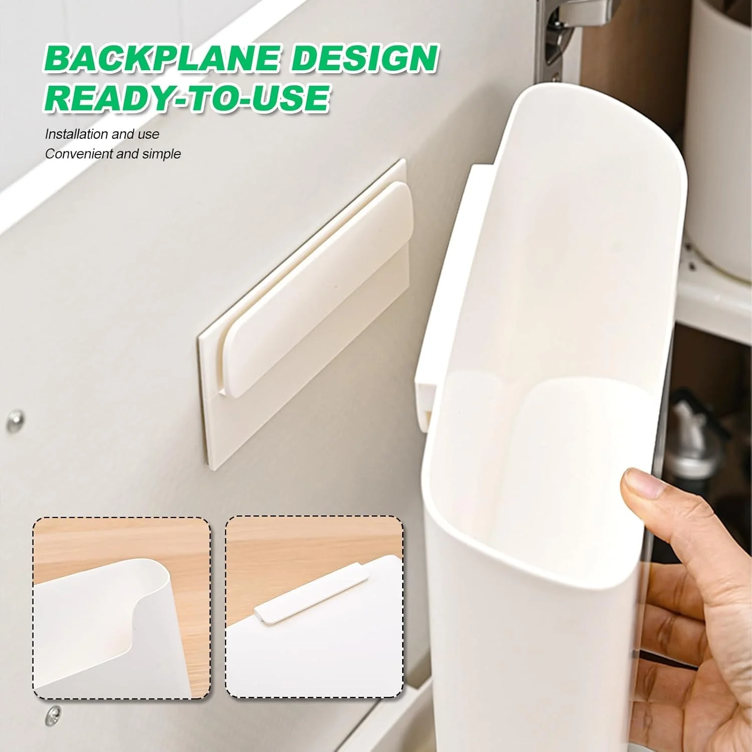 جعبه ذخیره سازی دیواری TERRIFI، 4 عدد سازمان دهنده درب کابینت آشپزخانه، خود چسب، بدون نیاز به سوراخ کاری، 23.4 x 10.8 x 6.8 سانتی متر، ایده آل برای سازماندهی وسایل کوچک در آشپزخانه، حمام، یخچال، سفید