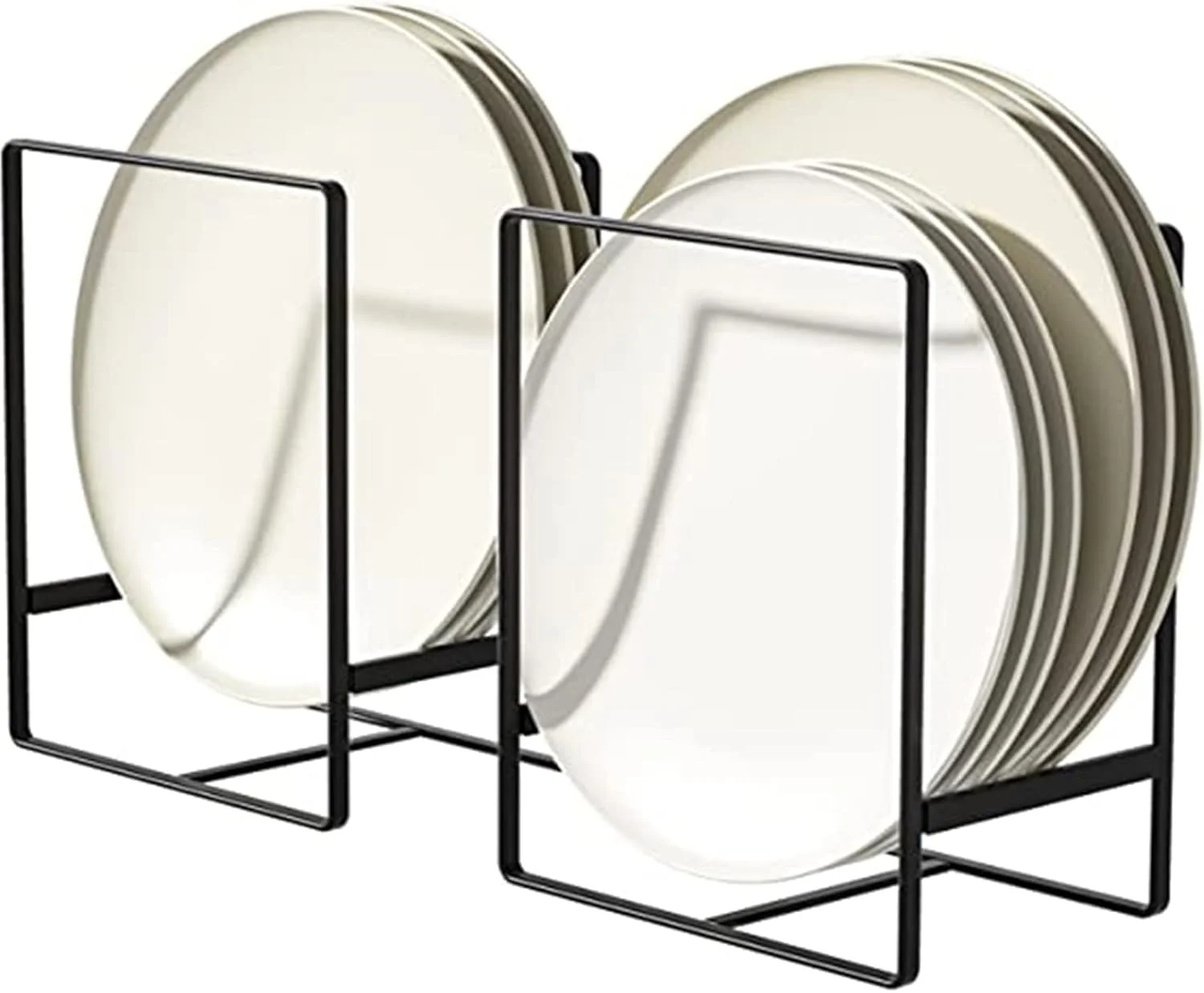 نگهدارنده بشقاب TAME، بسته 2 عددی، سازمان دهنده فلزی ظروف، قفسه چند منظوره، استند خشک کن و نگهدارنده بشقاب برای کابینت آشپزخانه، پیشخوان و کمد (مشکی)