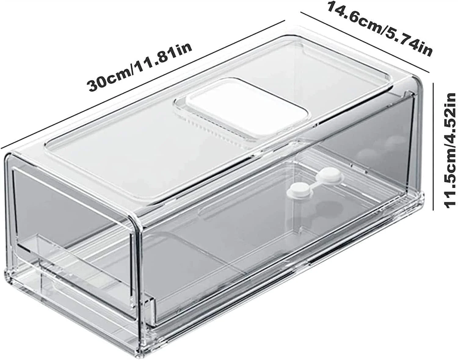 جعبه نگهداری مواد غذایی تکنوو، قابل چیدن، مناسب آشپزخانه، قابل حمل، کشوی یخچال و فریزر، سینی سازمان دهنده با دریچه تهویه برای میوه و سبزیجات (1 عدد) (M)