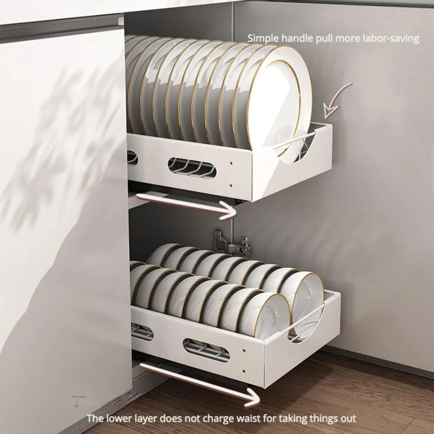 ارگانایزر کابینتی کشویی TAME، قفسه های کشویی سنگین برای نگهداری مواد غذایی، ارگانایزر کشویی برای آشپزخانه (1 عدد آبچکان ظرف)