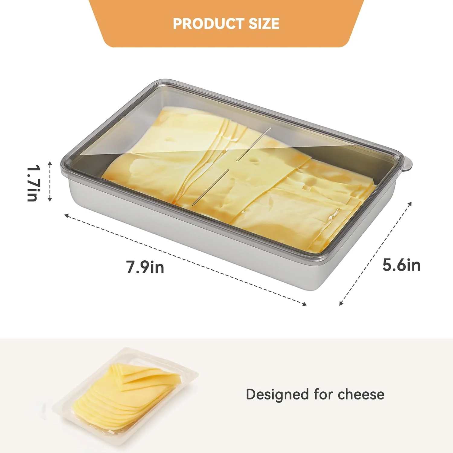 ظرف پنیر SWIUKPHE برای یخچال، ظروف استیل ضد زنگ درب دار برای نگهداری گوشت در یخچال، قابل شستشو در ماشین ظرفشویی، سازمان دهنده و نگهداری آشپزخانه با پایه مرتفع
