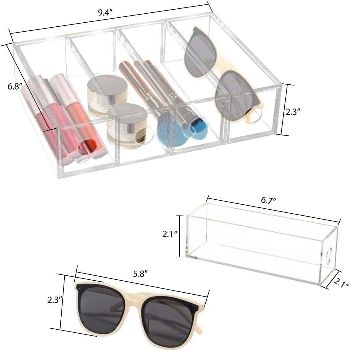 سازمان دهنده پلاستیکی آشپزخانه، کابینت، پیشخوان Sunomy با 4 کشو برای قهوه، چای، بسته های شکر، شیرین کننده ها، خامه زن ها، غلاف های نوشیدنی، بسته ها - 4 بخش - شفاف