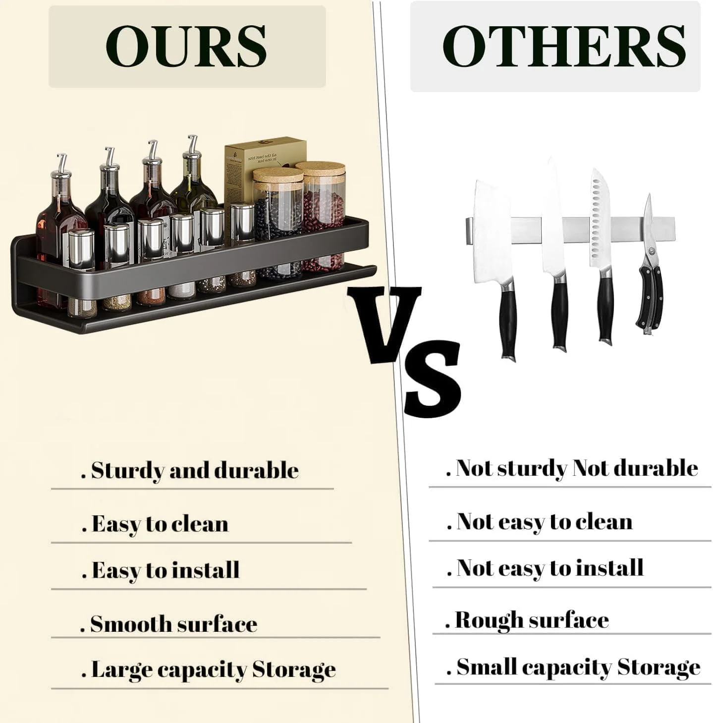 ارگانایزر ادویه دیواری STAYOUNG - ارگانایزر آشپزخانه دیواری استیل ضد زنگ تمیز کردن آسان برای آشپزخانه حمام (مشکی)