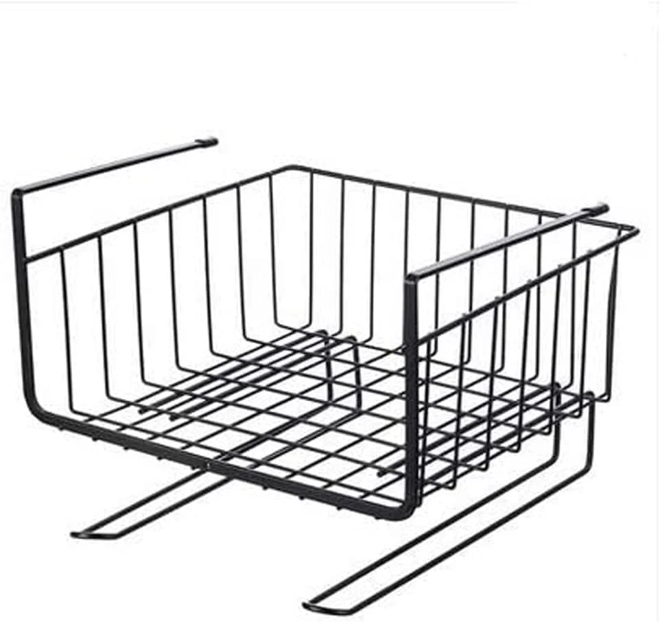 ارگانایزر قفسه ذخیره سازی SHOWAY، با 2 ریل آویز، 5 قلاب و سبد برای ظروف آشپزخانه، نگهدارنده زیر قفسه، رنگ های متنوع