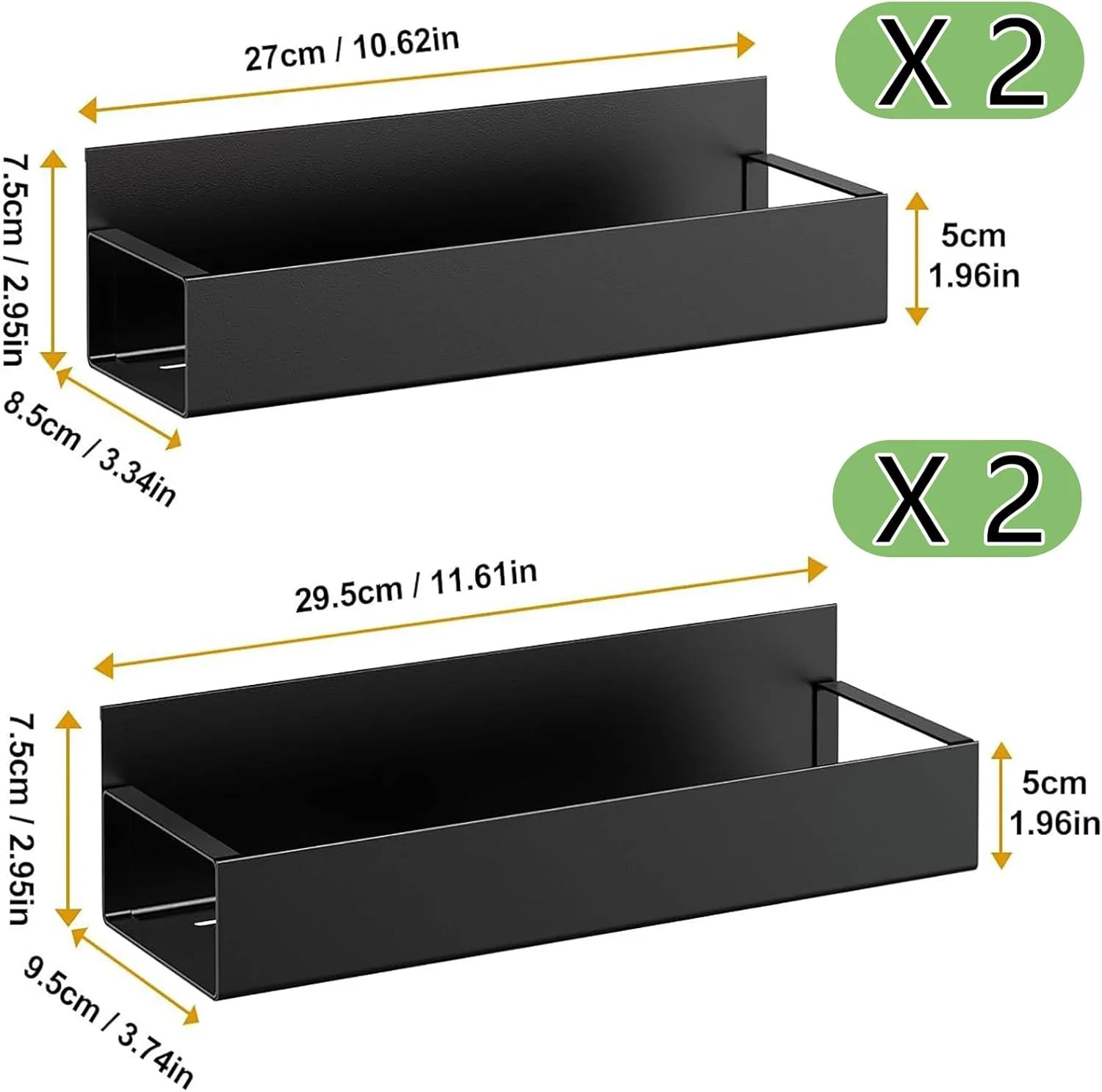 قفسه نگهداری ادویه، بسته 4 عددی قفسه ادویه مغناطیسی با 4 قلاب برای کابینت و یخچال، نگهدارنده پایه انبار مغناطیسی برای یخچال، اجاق گاز، دیوار و حمام، سازمان دهنده آشپزخانه، (مشکی)