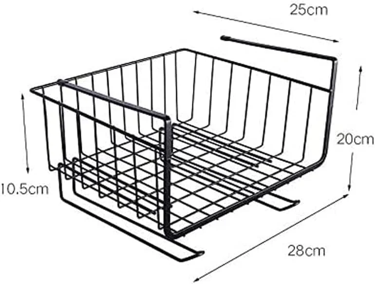 ارگانایزر قفسه ذخیره سازی SHOWAY، با 2 ریل آویز، 5 قلاب و سبد برای ظروف آشپزخانه، نگهدارنده زیر قفسه، رنگ های متنوع
