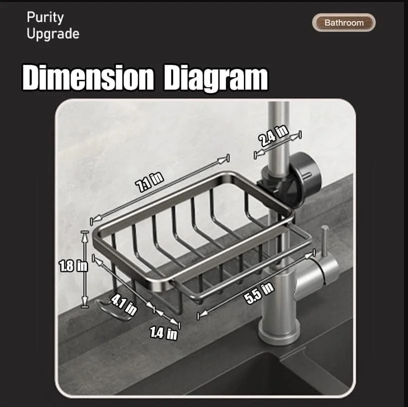 جا اسکاچی استیل ضد زنگ سینک ظرفشویی، سازمان دهنده آویز سینک، قفسه تخلیه آب برای سازماندهی سینک، نگهدارنده برس شیشه شور (تک با قفسه پارچه ظرف)