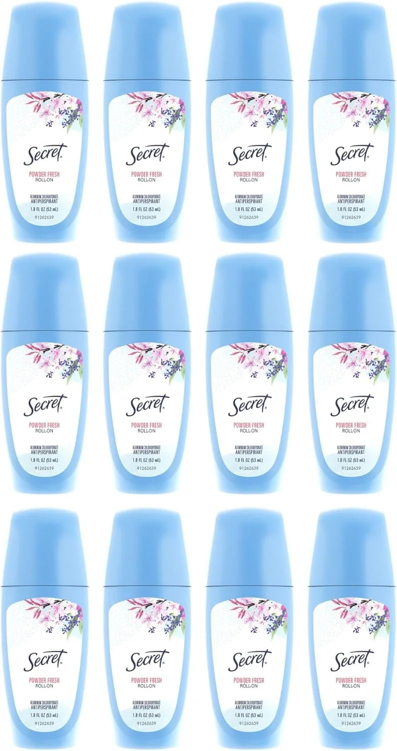 مام رول ضد تعریق و خوشبو کننده بدن زنانه سکرت، محافظت 24 ساعته در برابر عرق و بو، فرمول متعادل PH، رایحه پودری تازه، 51 گرم (بسته 12 عددی)