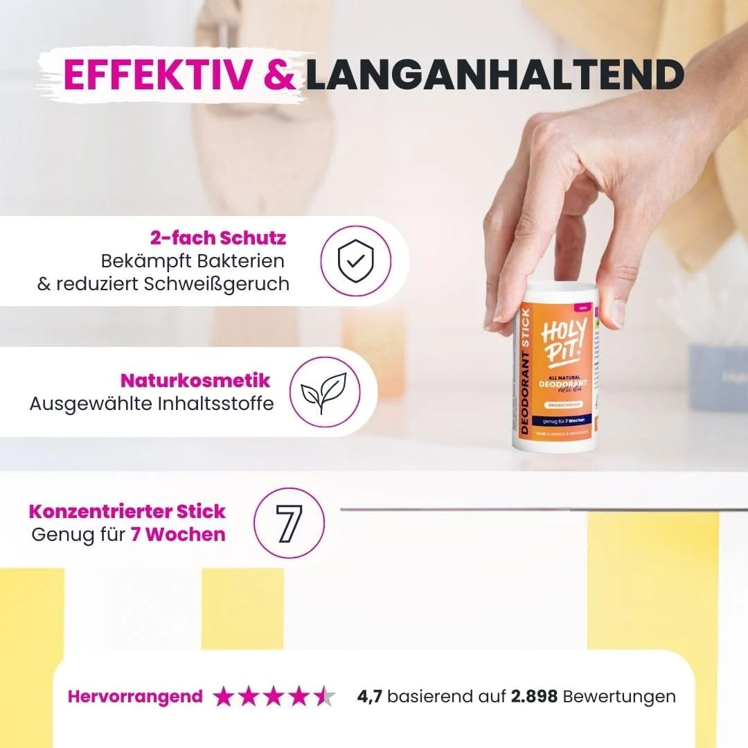 هولی پیت - استیک دئودورانت [100% فاقد آلومینیوم] | دئودورانت قابل شارژ معروف در تلویزیون | دئودورانت زنانه و مردانه | وگان | بسته شارژ مجدد، طراوت خنک