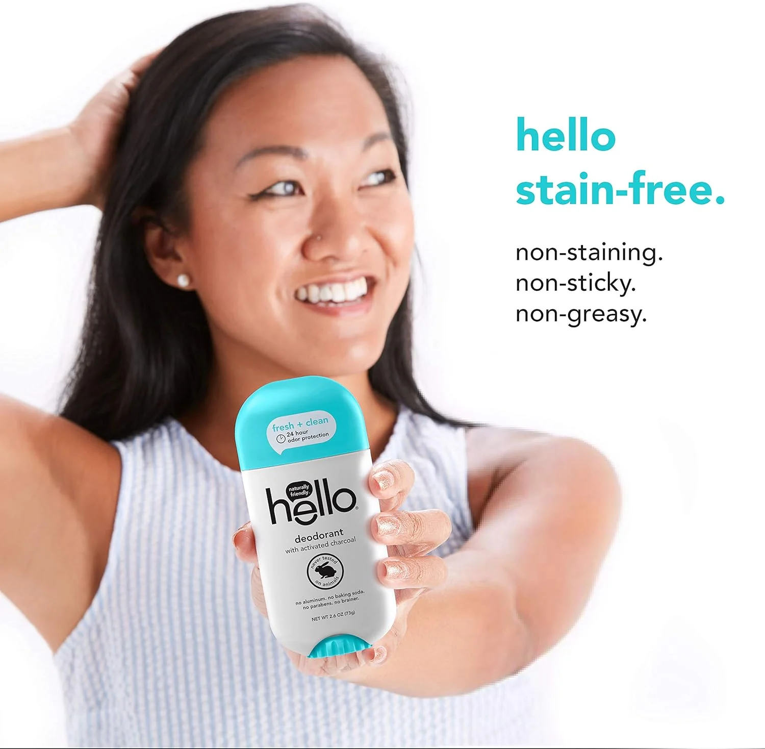 دئودورانت زغال فعال تمیز و تازه Hello برای زنان و مردان - بدون آلومینیوم، بدون جوش شیرین، پارابن یا سولفات، محافظت 24 ساعته، 3 عدد دئودورانت زغال فعال تمیز و تازه Hello برای زنان و مردان - بدون آلومینیوم، بدون جوش شیرین، پارابن یا سولفات، محافظت 24 ساعته، 3 عدد