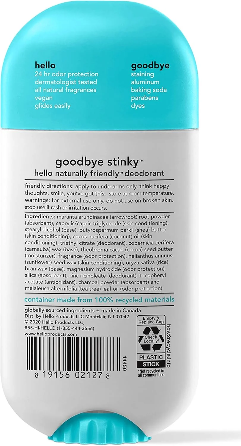 دئودورانت زغال فعال تمیز و تازه Hello برای زنان و مردان - بدون آلومینیوم، بدون جوش شیرین، پارابن یا سولفات، محافظت 24 ساعته، 3 عدد دئودورانت زغال فعال تمیز و تازه Hello برای زنان و مردان - بدون آلومینیوم، بدون جوش شیرین، پارابن یا سولفات، محافظت 24 ساعته، 3 عدد