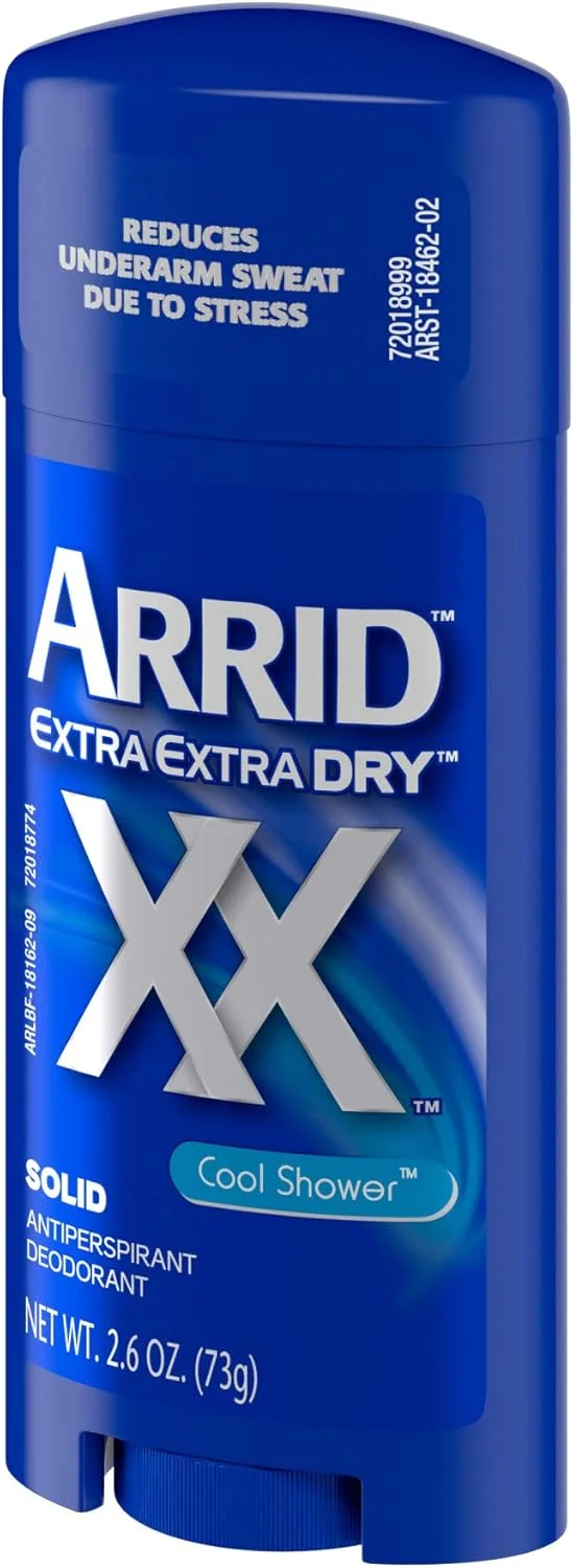 Arrid XX Extra Extra Dry Solid Antiperspirant Deodorant, Cool Shower, 2.6 oz, Pack of 6 Arrid XX Extra Extra Dry Solid Antiperspirant Deodorant, Cool Shower, 2.6 oz, Pack of 6
