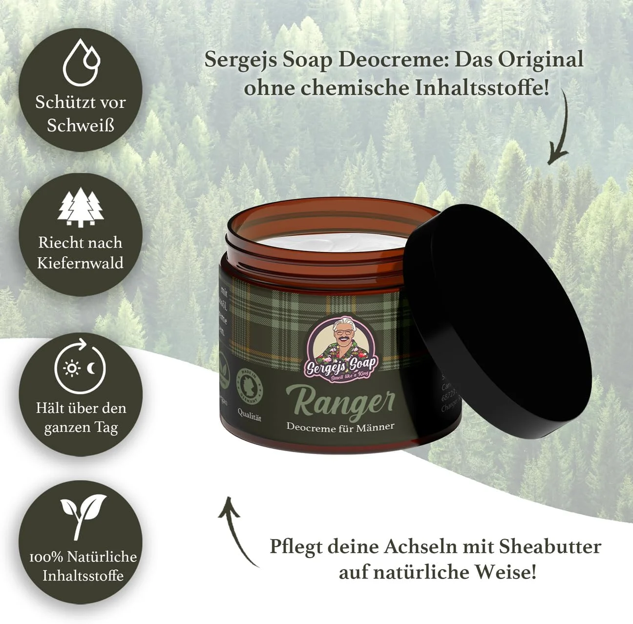 کرم دئودورانت رنجر سرگیس سوپ | کرم دئودورانت موثر | 100% مواد طبیعی | حاوی شی باتر مغذی | لوازم آرایشی طبیعی | مراقبت از زیر بغل شما | بدون عرق | فاقد سیلیکون کرم دئودورانت رنجر سرگیس سوپ | کرم دئودورانت موثر | 100% مواد طبیعی | حاوی شی باتر مغذی | لوازم آرایشی طبیعی | مراقبت از زیر بغل شما | بدون عرق | فاقد سیلیکون