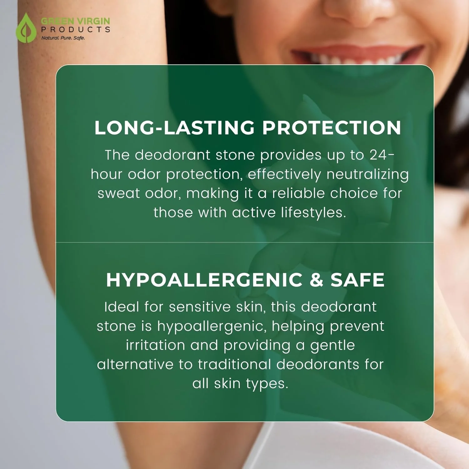محصولات گرین ویرجین، سنگ دئودورانت نمک معدنی 100% خالص و کاملا طبیعی