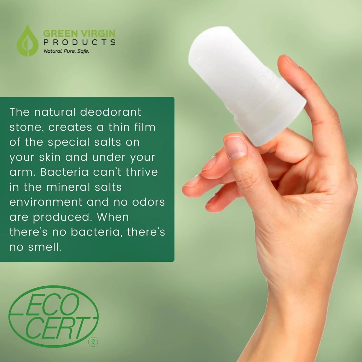 محصولات گرین ویرجین، سنگ دئودورانت نمک معدنی 100% خالص و کاملا طبیعی