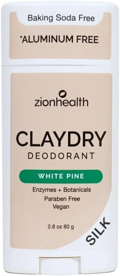 Zion Health Clay Dry Silk Deodorant Stick 2.5 oz White Pine