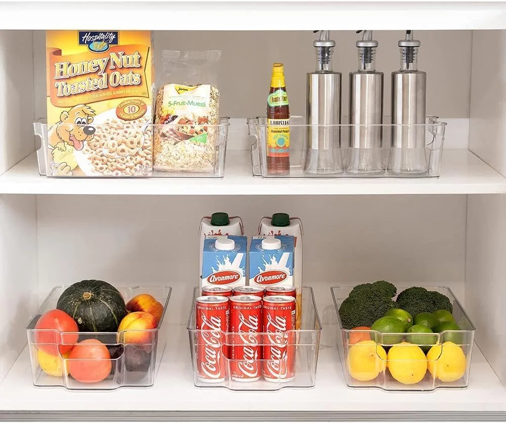 بسته 4 عددی ظروف نگهداری شفاف و قابل چیدن SKY-TOUCH، جعبه های سازمان دهنده با دسته برای سازماندهی آشپزخانه، ایده آل برای آشپزخانه، یخچال، قفسه ها، کابینت، فاقد BPA بسته 4 عددی ظروف نگهداری شفاف و قابل چیدن SKY-TOUCH، جعبه های سازمان دهنده با دسته برای سازماندهی آشپزخانه، ایده آل برای آشپزخانه، یخچال، قفسه ها، کابینت، فاقد BPA