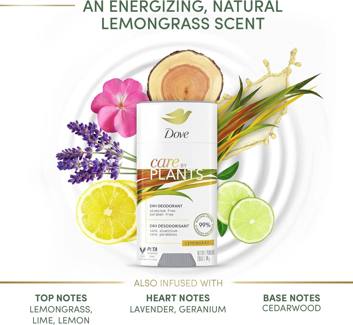 استیک دئودورانت داو Care by Plants برای محافظت طولانی مدت، دئودورانت فاقد آلومینیوم با رایحه علف لیمو، 73 گرم، 3 عدد استیک دئودورانت داو Care by Plants برای محافظت طولانی مدت، دئودورانت فاقد آلومینیوم با رایحه علف لیمو، 73 گرم، 3 عدد