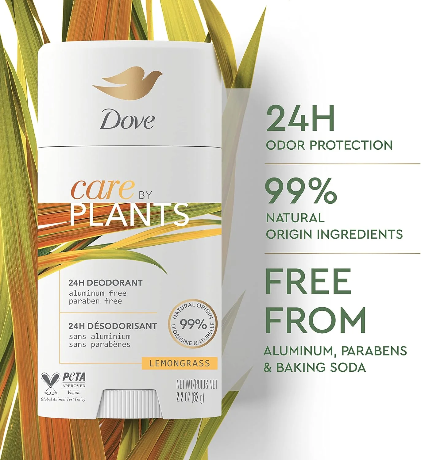 استیک دئودورانت داو Care by Plants برای محافظت طولانی مدت، دئودورانت فاقد آلومینیوم با رایحه علف لیمو، 73 گرم، 3 عدد استیک دئودورانت داو Care by Plants برای محافظت طولانی مدت، دئودورانت فاقد آلومینیوم با رایحه علف لیمو، 73 گرم، 3 عدد