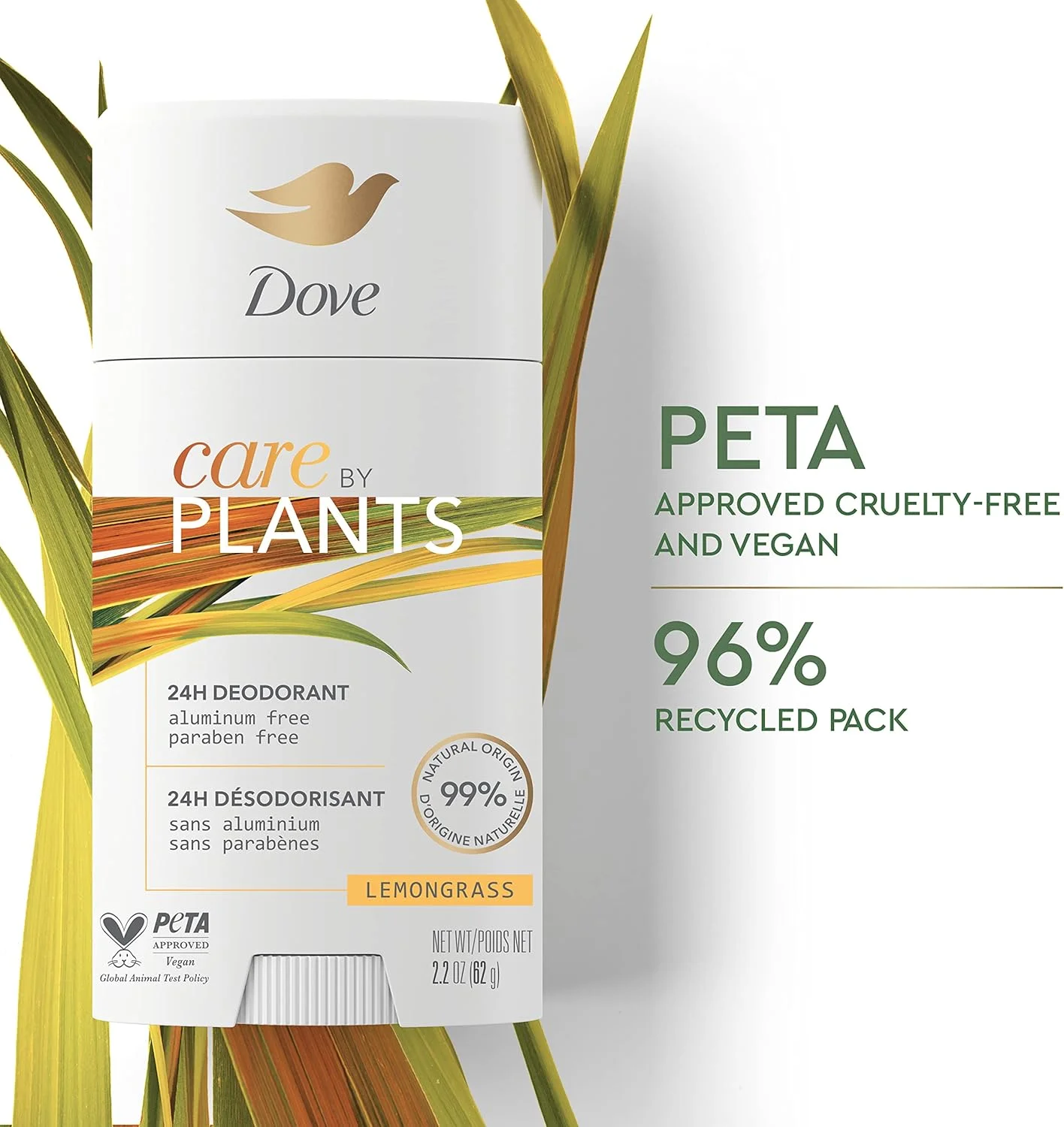 استیک دئودورانت داو Care by Plants برای محافظت طولانی مدت، دئودورانت فاقد آلومینیوم با رایحه علف لیمو، 73 گرم، 3 عدد استیک دئودورانت داو Care by Plants برای محافظت طولانی مدت، دئودورانت فاقد آلومینیوم با رایحه علف لیمو، 73 گرم، 3 عدد