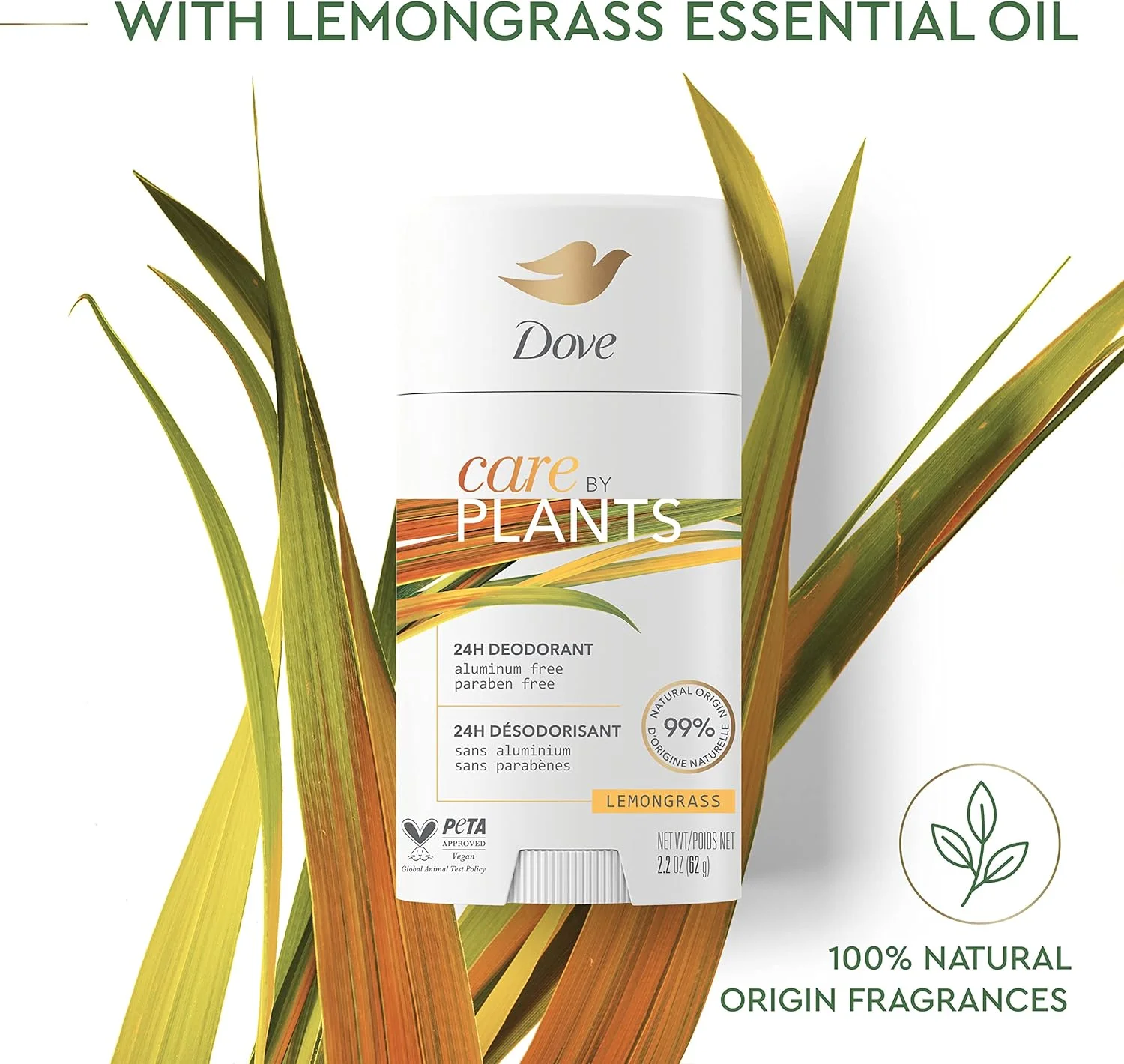 استیک دئودورانت داو Care by Plants برای محافظت طولانی مدت، دئودورانت فاقد آلومینیوم با رایحه علف لیمو، 73 گرم، 3 عدد استیک دئودورانت داو Care by Plants برای محافظت طولانی مدت، دئودورانت فاقد آلومینیوم با رایحه علف لیمو، 73 گرم، 3 عدد