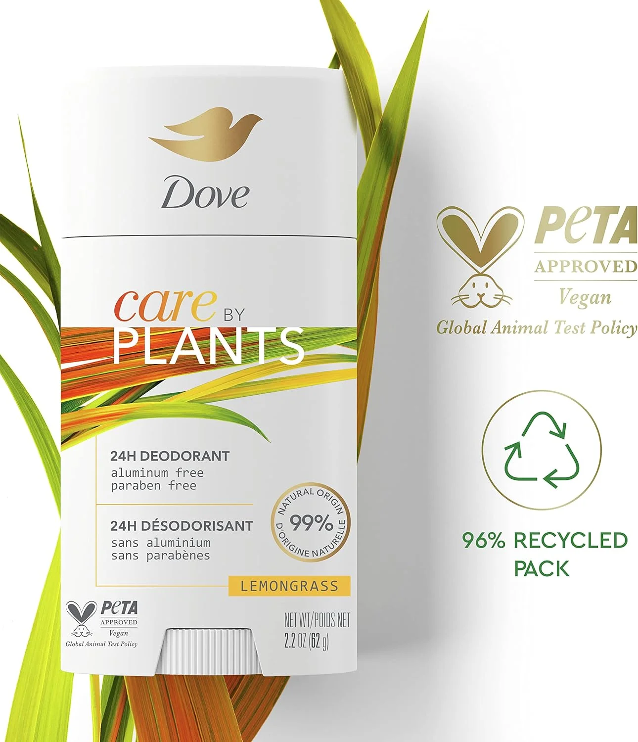 استیک دئودورانت داو Care by Plants برای محافظت طولانی مدت، دئودورانت فاقد آلومینیوم با رایحه علف لیمو، 73 گرم، 3 عدد استیک دئودورانت داو Care by Plants برای محافظت طولانی مدت، دئودورانت فاقد آلومینیوم با رایحه علف لیمو، 73 گرم، 3 عدد
