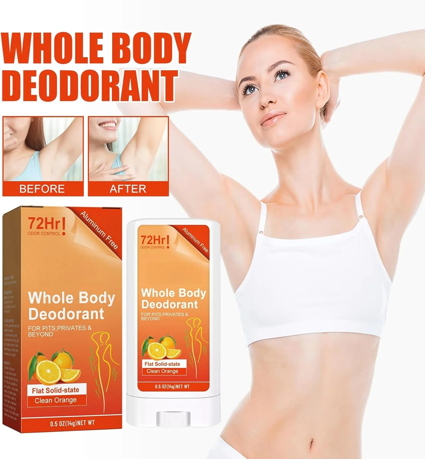 استیک دئودورانت کل بدن POSICHE، 14 گرم، طراوت 72 ساعته، محافظت در برابر بوی بد در تمام طول روز، طراوت تابستانی، کنترل تعریق، محافظت از زیر بغل، رفع بوی پا، رایحه دلپذیر پرتقال، ملایم