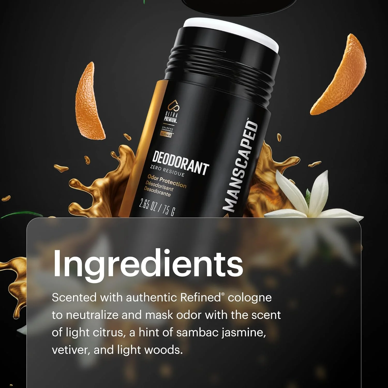 دئودورانت فوق العاده با کیفیت Manscaped Refining The Gentleman، فرمول شفاف بدون آلومینیوم، نرم و راحت با رایحه ادکلن با کیفیت برای محافظت از بوی زیر بغل، بسته 2 عددی