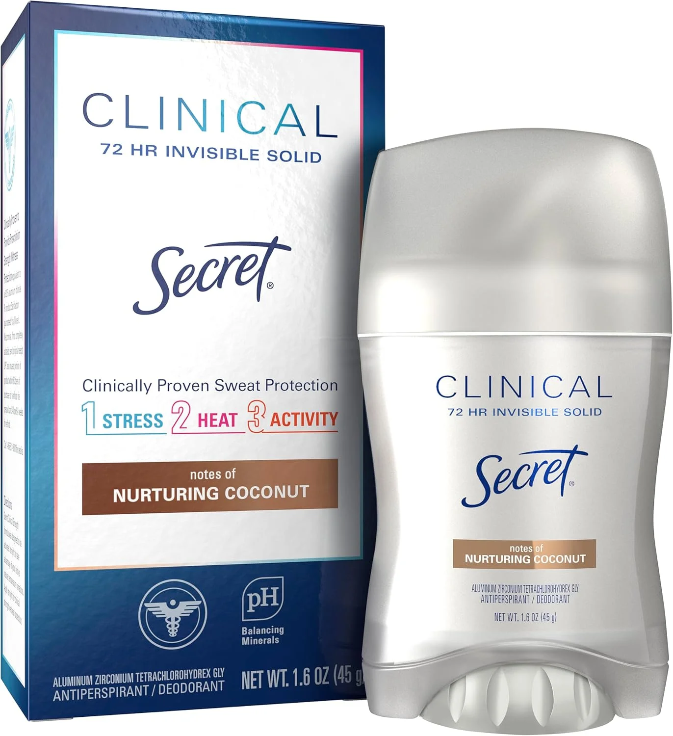 ضد تعریق و دئودورانت زنانه سکرت با قدرت بالینی، جامد نامرئی، نارگیل تمیز 45 گرم (بسته 3 عددی)