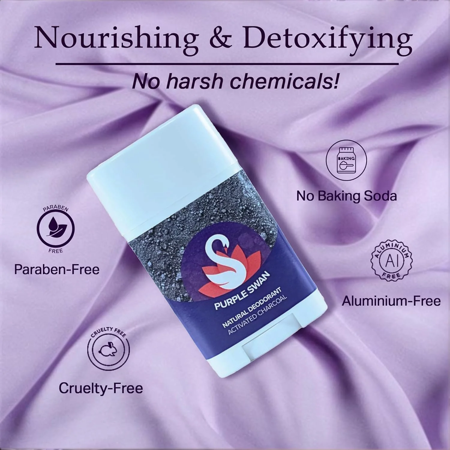 بالم استیک دئودورانت زغالی PURPLE SWAN برای آقایان و بانوان، دئودورانت بدون آلومینیوم با روغن اسانسی یلانگ یلانگ، کنترل 24 ساعته بو و تعریق، رایحه طبیعی ماندگار - 75 گرم بالم استیک دئودورانت زغالی PURPLE SWAN برای آقایان و بانوان، دئودورانت بدون آلومینیوم با روغن اسانسی یلانگ یلانگ، کنترل 24 ساعته بو و تعریق، رایحه طبیعی ماندگار - 75 گرم