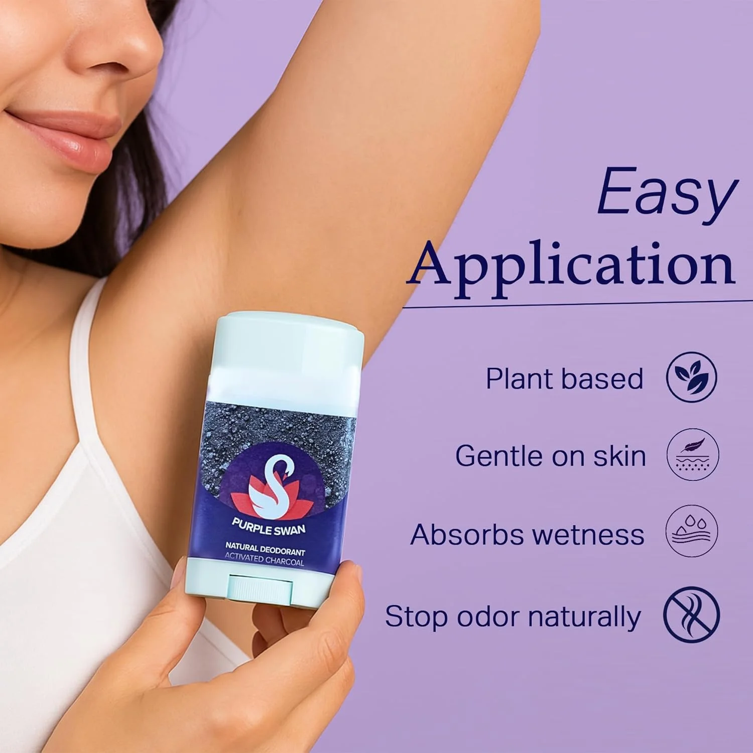 بالم استیک دئودورانت زغالی PURPLE SWAN برای آقایان و بانوان، دئودورانت بدون آلومینیوم با روغن اسانسی یلانگ یلانگ، کنترل 24 ساعته بو و تعریق، رایحه طبیعی ماندگار - 75 گرم بالم استیک دئودورانت زغالی PURPLE SWAN برای آقایان و بانوان، دئودورانت بدون آلومینیوم با روغن اسانسی یلانگ یلانگ، کنترل 24 ساعته بو و تعریق، رایحه طبیعی ماندگار - 75 گرم