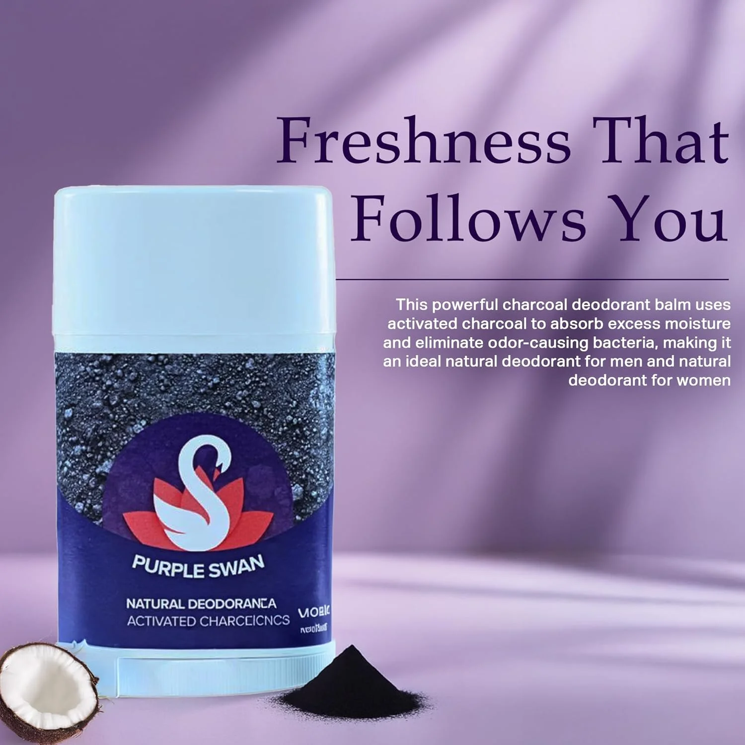 بالم استیک دئودورانت زغالی PURPLE SWAN برای آقایان و بانوان، دئودورانت بدون آلومینیوم با روغن اسانسی یلانگ یلانگ، کنترل 24 ساعته بو و تعریق، رایحه طبیعی ماندگار - 75 گرم بالم استیک دئودورانت زغالی PURPLE SWAN برای آقایان و بانوان، دئودورانت بدون آلومینیوم با روغن اسانسی یلانگ یلانگ، کنترل 24 ساعته بو و تعریق، رایحه طبیعی ماندگار - 75 گرم