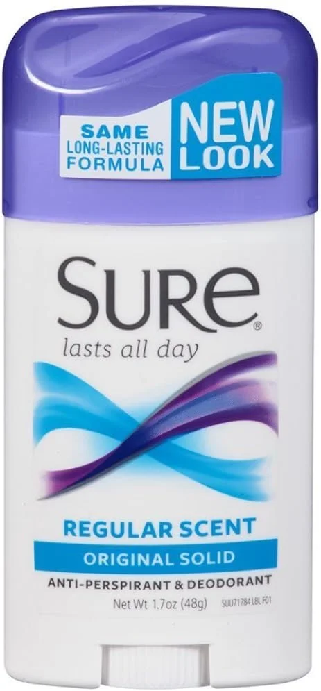 ضد تعریق استیک جامد مردانه Sure با رایحه اصلی و معمولی، 48 گرم (بسته 12 عددی)