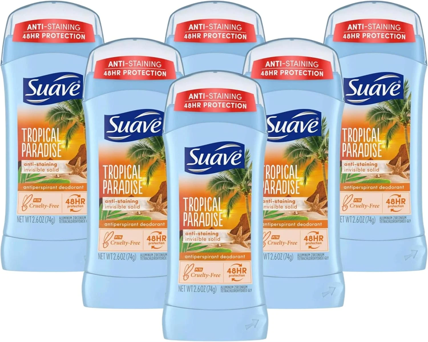 دئودورانت سواو 76 میلی لیتر، مدل Tropic Paradise، جامد نامرئی، ماندگاری 24 ساعته (بسته 6 عددی) دئودورانت سواو 76 میلی لیتر، مدل Tropic Paradise، جامد نامرئی، ماندگاری 24 ساعته (بسته 6 عددی)