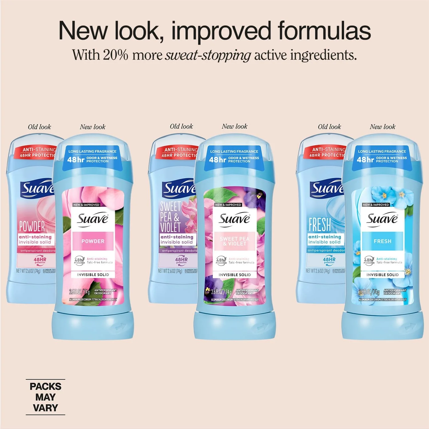 مجموعه 3 عددی دئودورانت ضد تعریق زنانه سواو - پودری، فرش، نخود شیرین و بنفشه، جامد نامرئی ضد لک، بدون تالک، 76 گرم