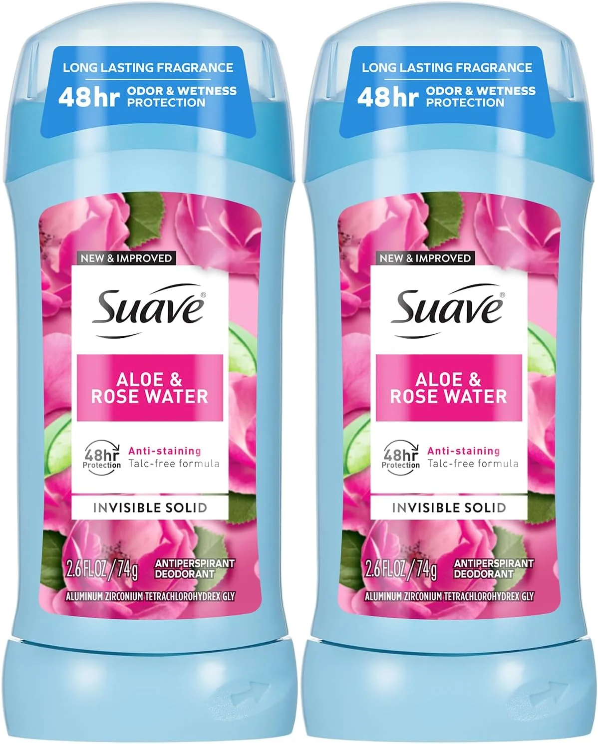 مام ضد تعریق زنانه سواو، آلوئه و گلاب، بسته 2 عددی - ضد لک، جامد نامرئی، بدون تالک، 74 گرم