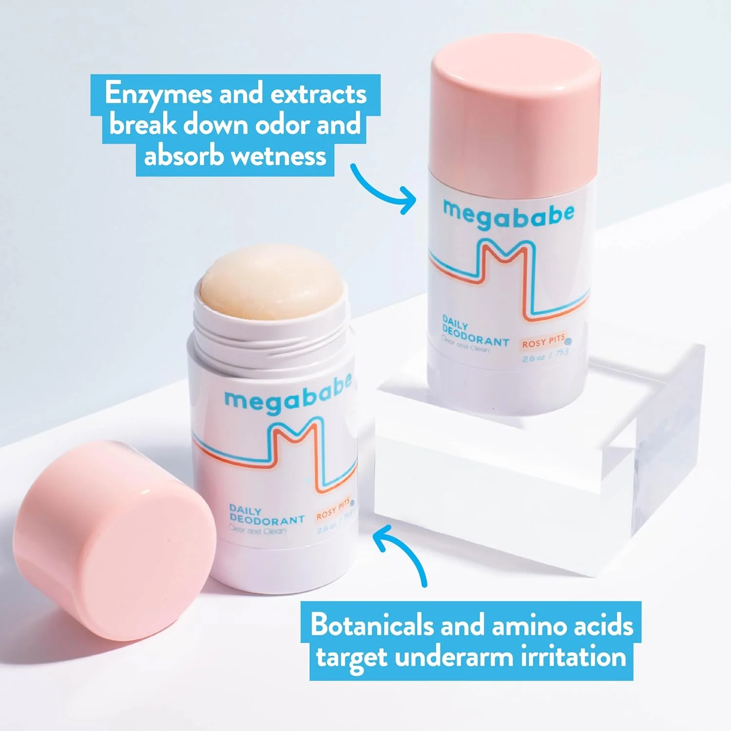 دئودورانت روزانه مگاباب - Rosy Pits | بدون آلومینیوم، شفاف و تمیز | 74 گرم - بسته 2 عددی