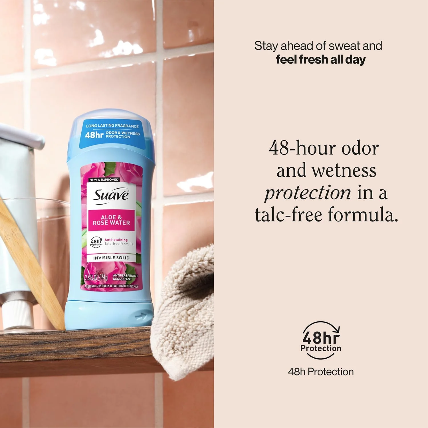 مام ضد تعریق زنانه سواو، آلوئه و گلاب، بسته 2 عددی - ضد لک، جامد نامرئی، بدون تالک، 74 گرم