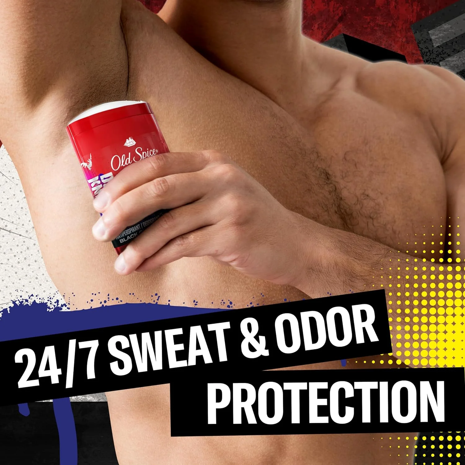 ضد تعریق و دئودورانت مردانه اولد اسپایس، طراوت 24/7 و رایحه ماندگار، محافظت طولانی مدت 24/7 در برابر عرق و بو، بوی یک قهرمان را بدهید، رایحه بتمن، گیلاس سیاه و شب، 73 گرم