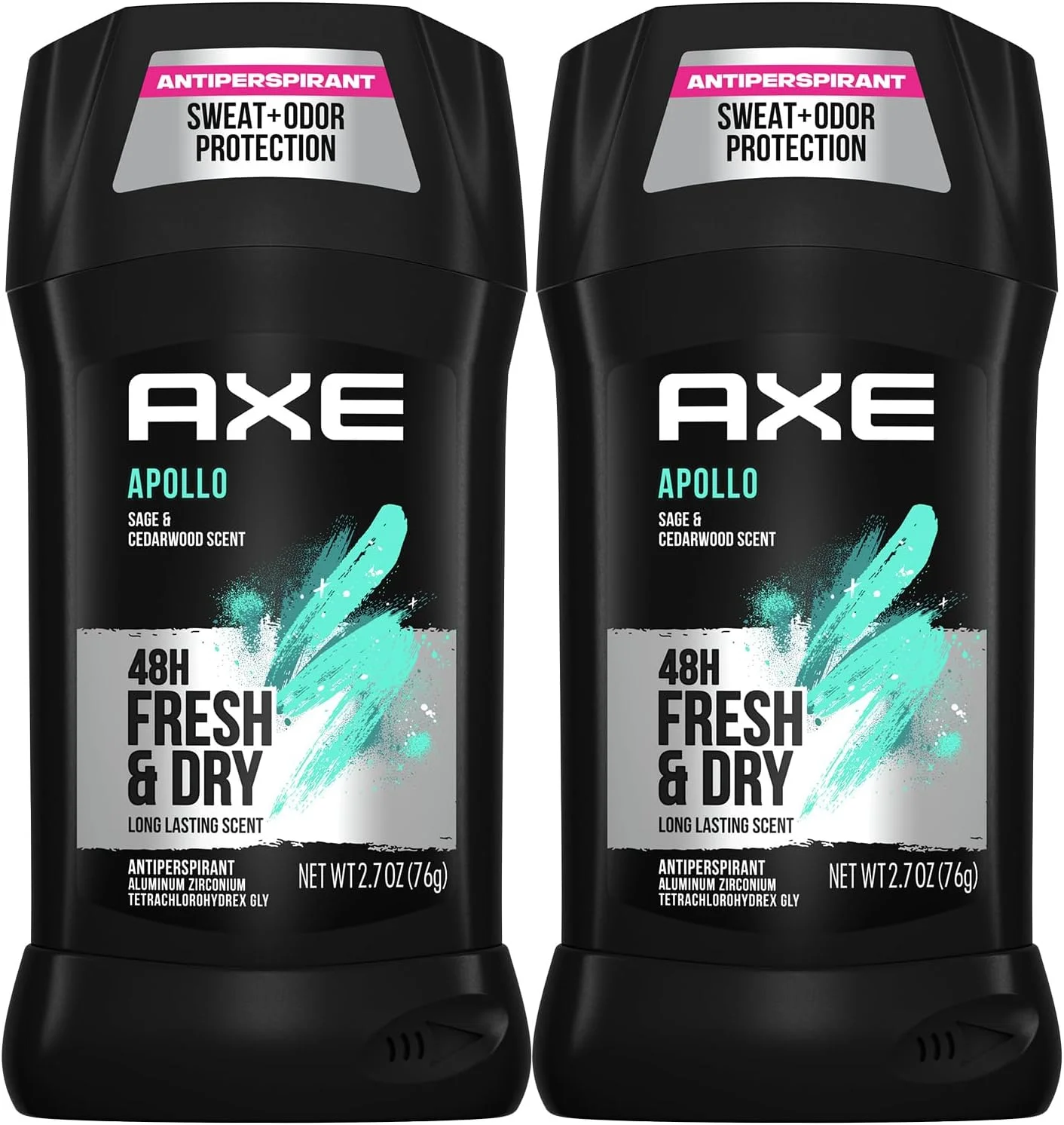 ضد تعریق مردانه اکس، مدل Apollo، جامد نامرئی، 76 گرم (بسته 2 عددی)