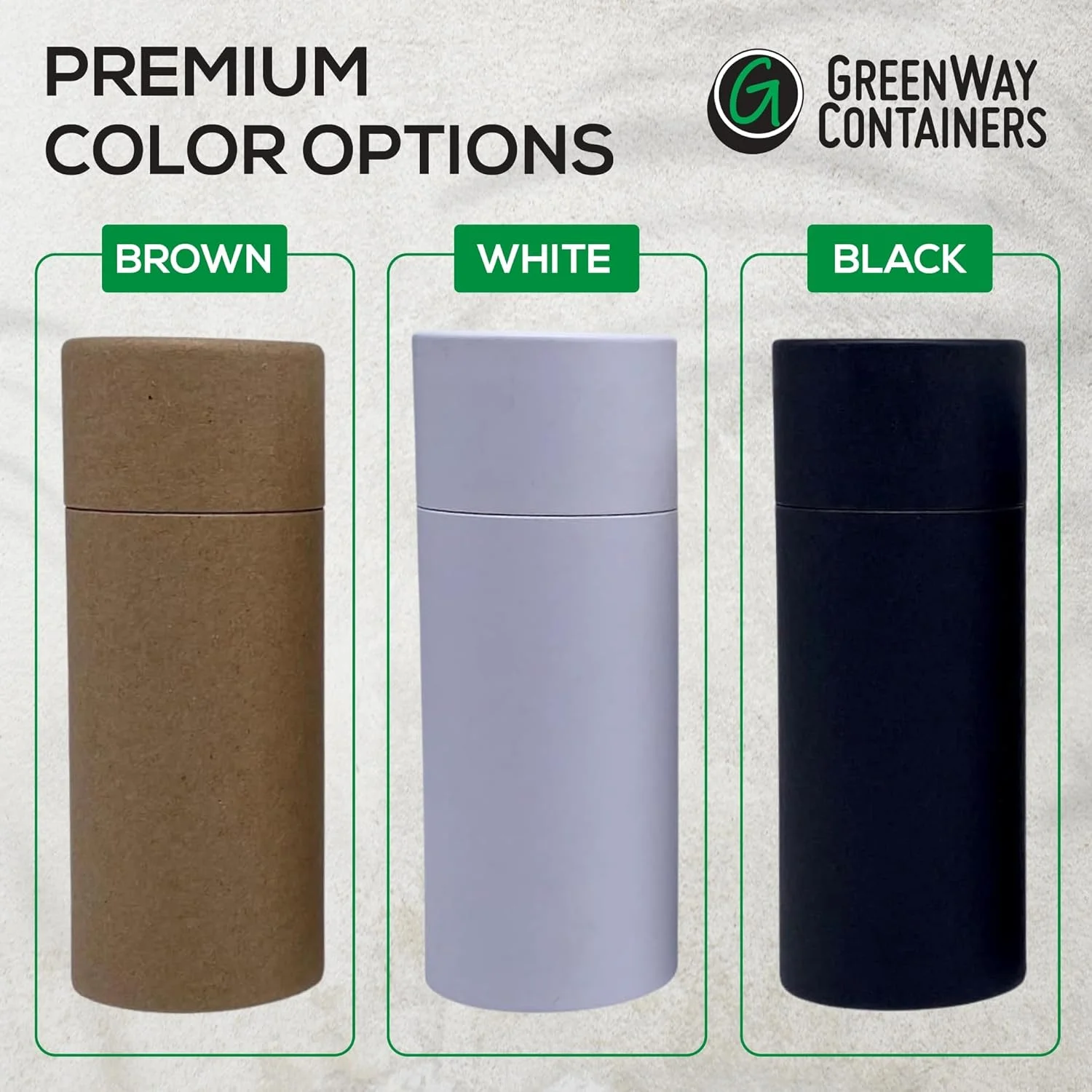 ظروف استوانه ای مقوایی کرافت 70 گرمی GREENWAY CONTAINERS با درب - بسته 6 عددی، مناسب عطر جامد، قابل پر کردن مجدد، لوازم آرایشی DIY - استوانه های خالی لوسیون دئودورانت، کرافت - قهوه ای